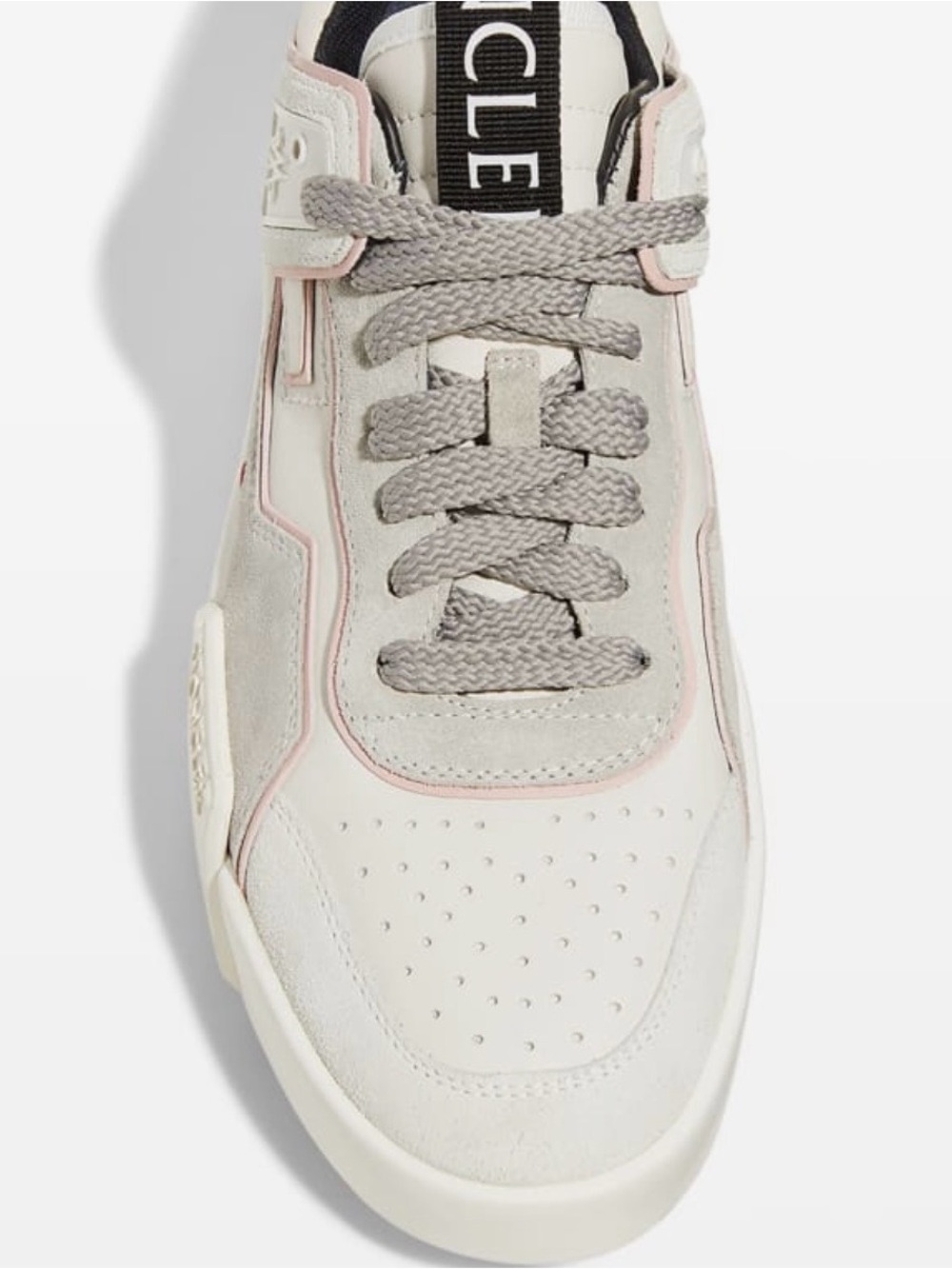 Moncler Women's Grey & Pale Pink Suede Low-Top Sneaker - Picture 4 of 7